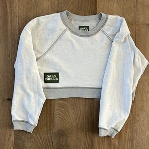 DAILY DR!LLS Gray Reversible Crop Sweatshirt, Size S